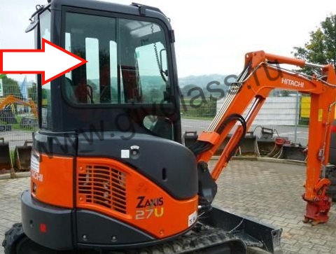 Экскаватор HITACHI ZX 22U/27U/30U/40U/50U - Стекло кузовное правое верхнее заднее (закаленное)

​